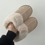 Slippers Faux Fur Warm Slip-On Rubber Sole