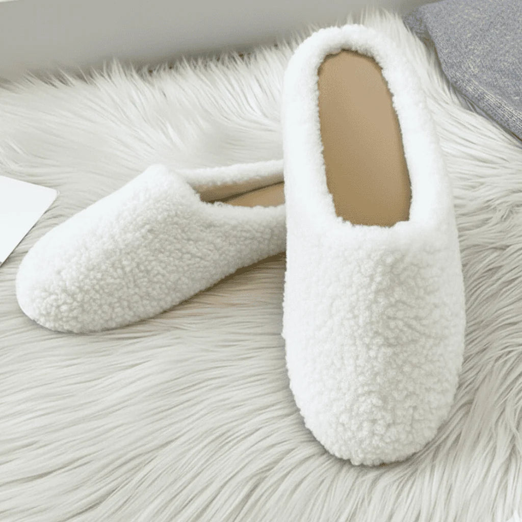 Slippers Faux Wool Lined Padded Footbed Mule Design