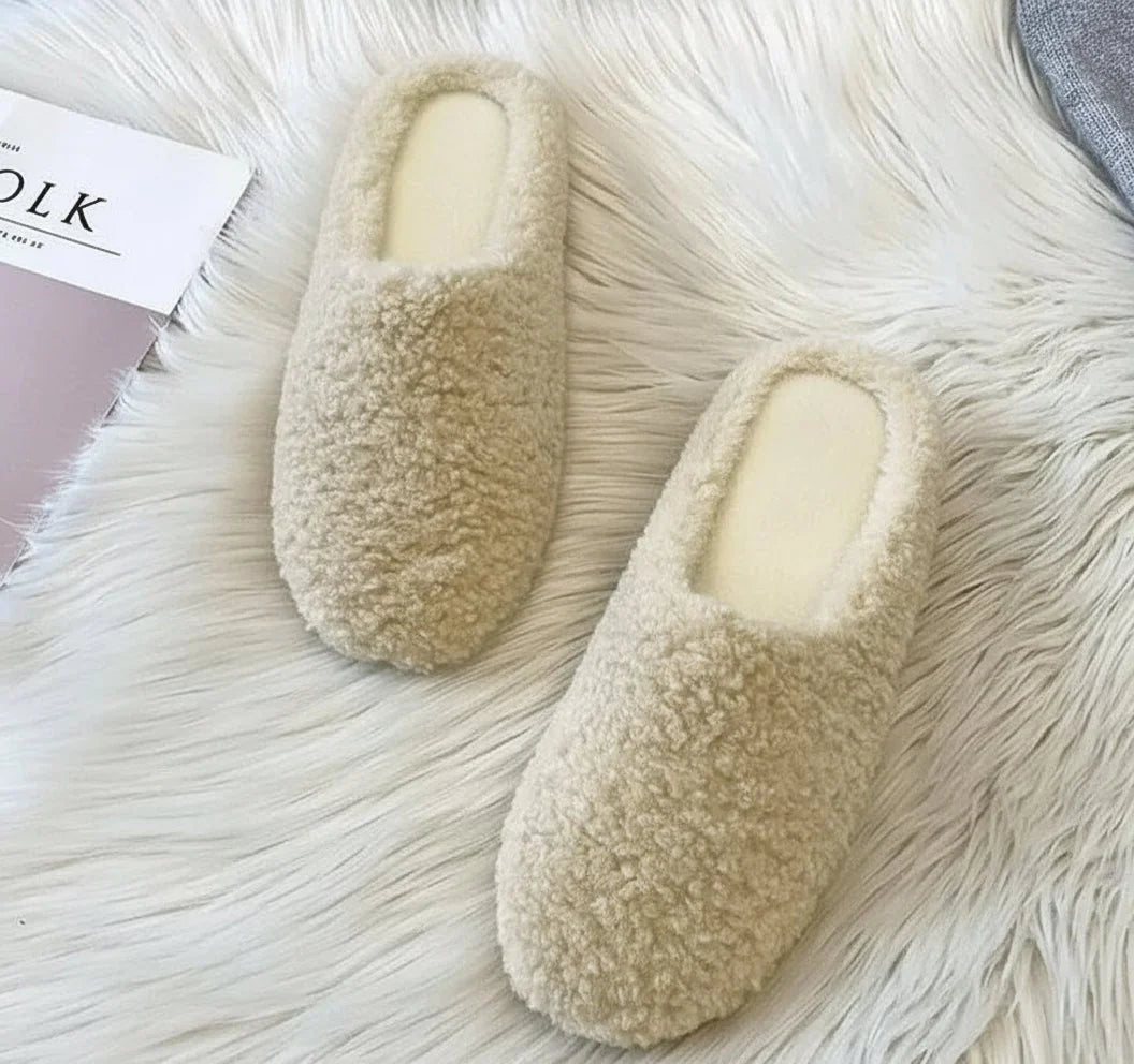 Slippers Faux Wool Lined Padded Footbed Mule Design