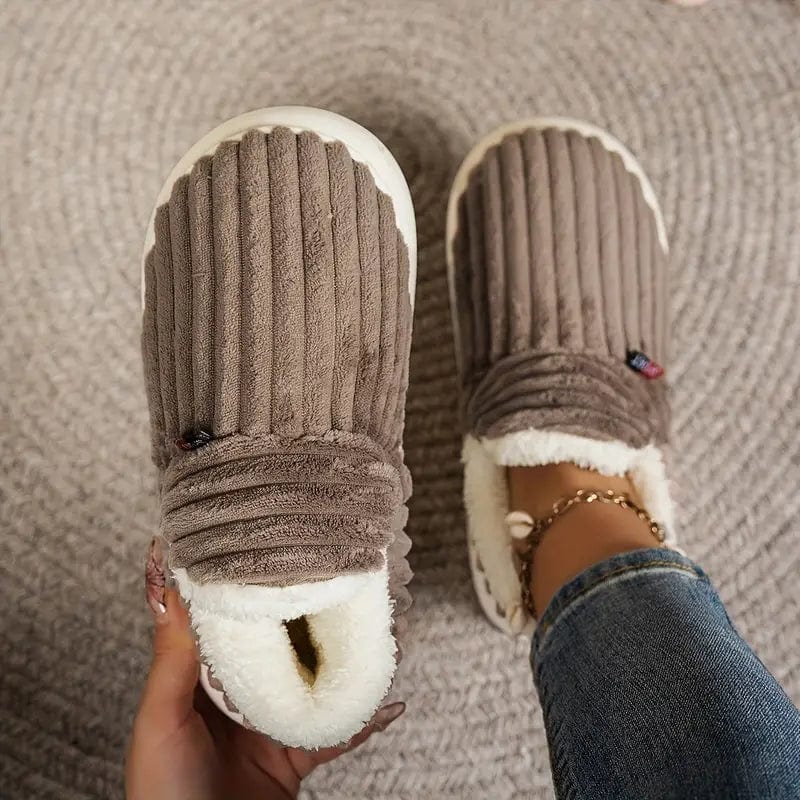 Slippers Fluffy Lining Orthopedic Fit Non-Slip Sole