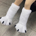 Slippers Plush Bear Paw Warm Lining Non-Slip Rubber Sole