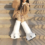 Slippers Plush Bear Paw Warm Lining Non-Slip Rubber Sole