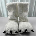 Slippers Plush Bear Paw Warm Lining Non-Slip Rubber Sole