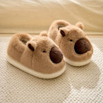 Slippers Plush Capybara Design Non-Slip Sole