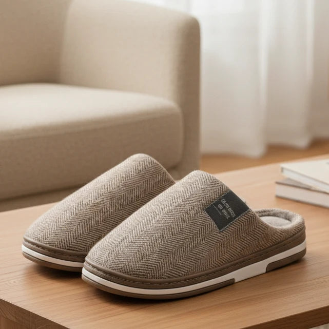 Slippers Plush Lined Non-Slip Rubber Sole