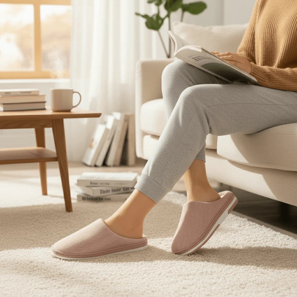 Slippers Plush Lined Non-Slip Rubber Sole