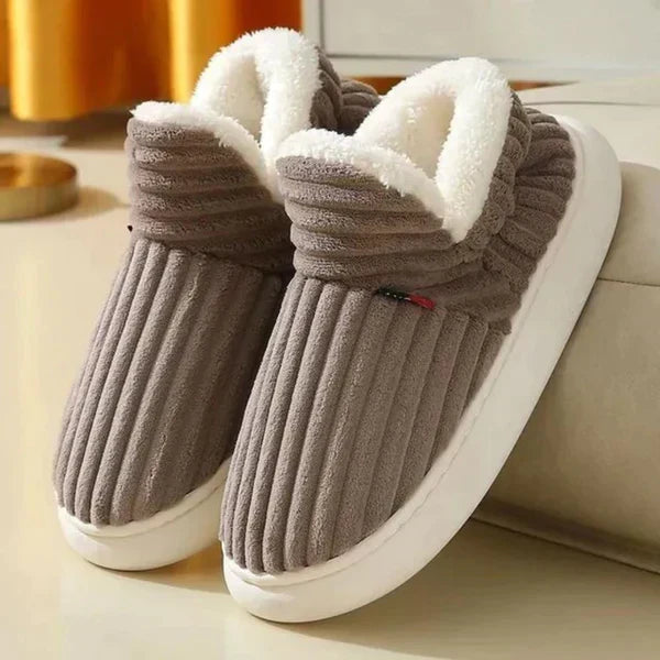 Slippers Plush Lined Non-Slip Rubber Sole Slip-On