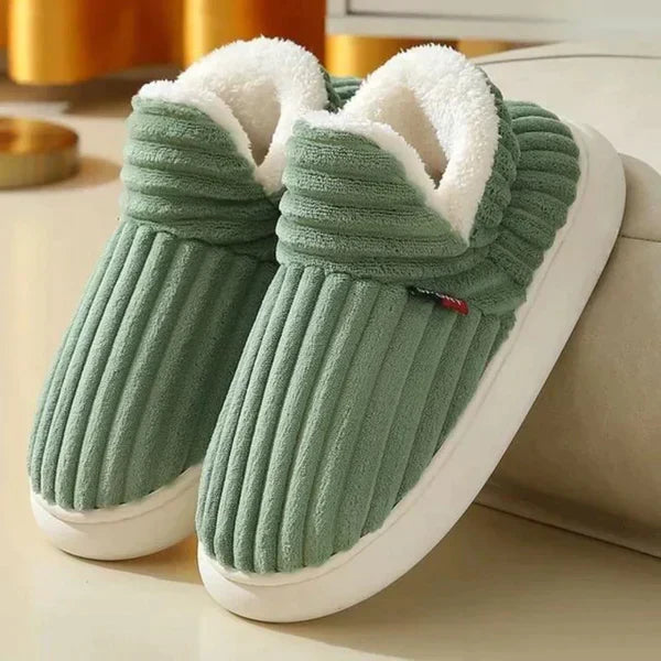 Slippers Plush Lined Non-Slip Rubber Sole Slip-On