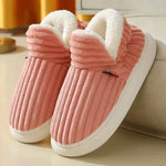 Slippers Plush Lined Non-Slip Rubber Sole Slip-On