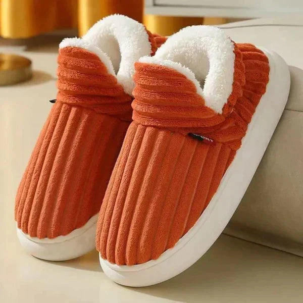 Slippers Plush Lined Non-Slip Rubber Sole Slip-On