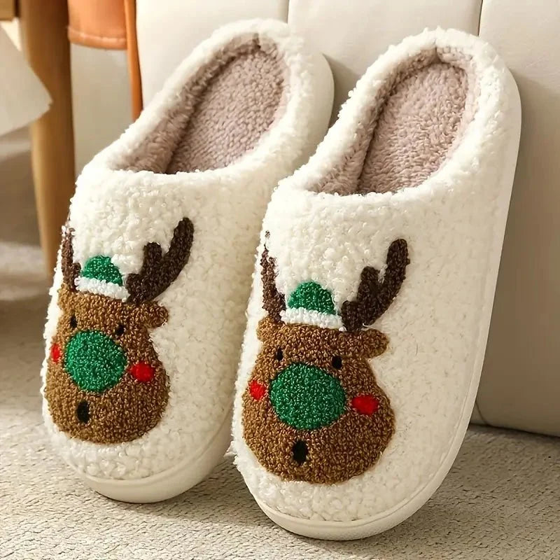 Slippers Plush Lined Non-Slip TPR Sole