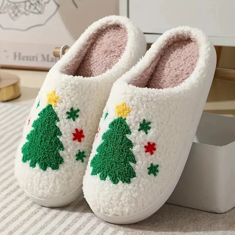 Slippers Plush Lined Non-Slip TPR Sole