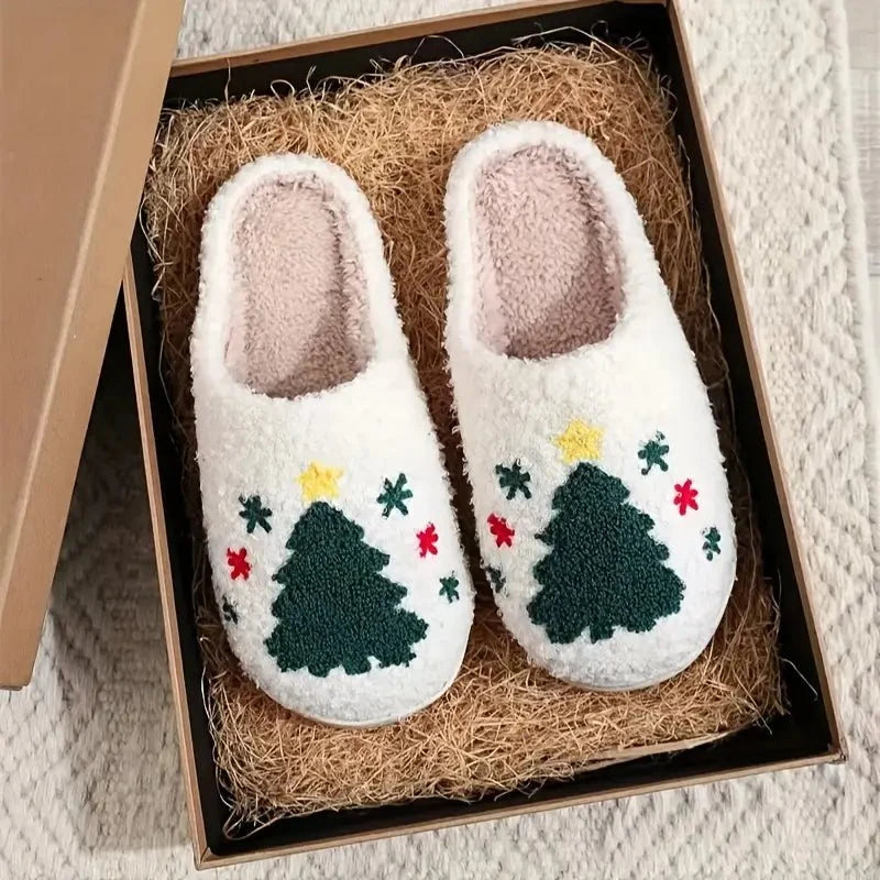 Slippers Plush Lined Non-Slip TPR Sole