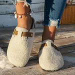 Slippers Plush Lined Open-Back Non-Slip Sole