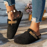 Slippers Plush Lined Open-Back Non-Slip Sole