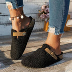 Slippers Sheepskin Lined Non-Slip Rubber Sole Mule Style