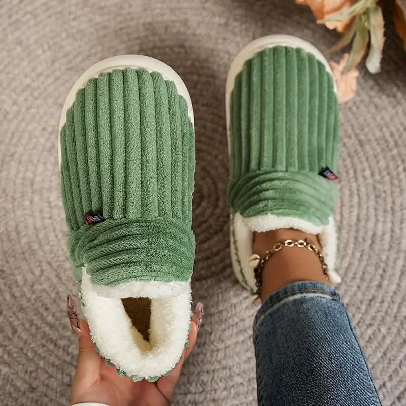 Slippers Warm Fleece Lining Non-Slip Rubber Sole Machine-Washable