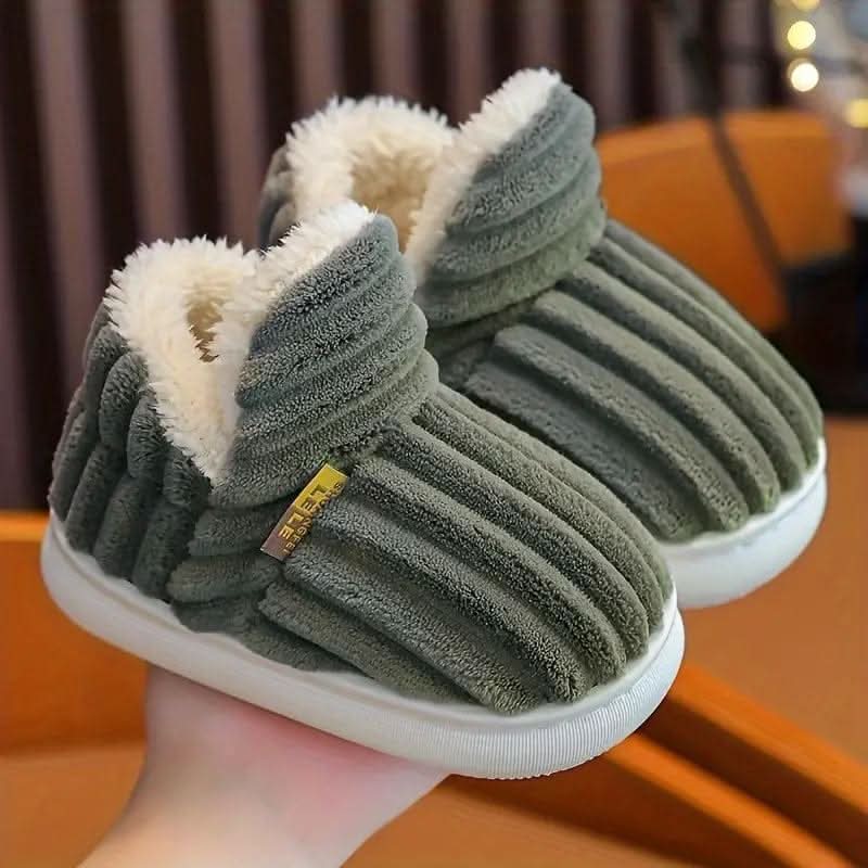 Slippers Warm Fleece Lining Non-Slip Rubber Sole Machine-Washable