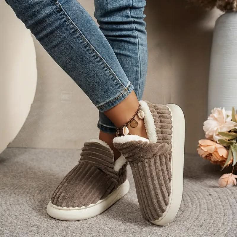 Slippers Warm Fleece Lining Non-Slip Rubber Sole Machine-Washable