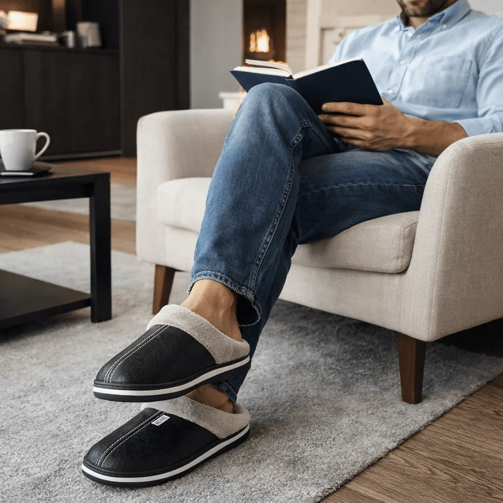 Slippers with Plush Lining, Cushioned EVA Sole, and Slip-On Design