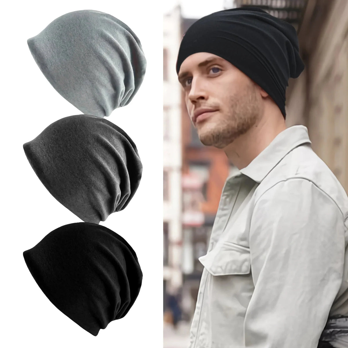 Slouch Beanie Breathable Stretch Cotton Blend