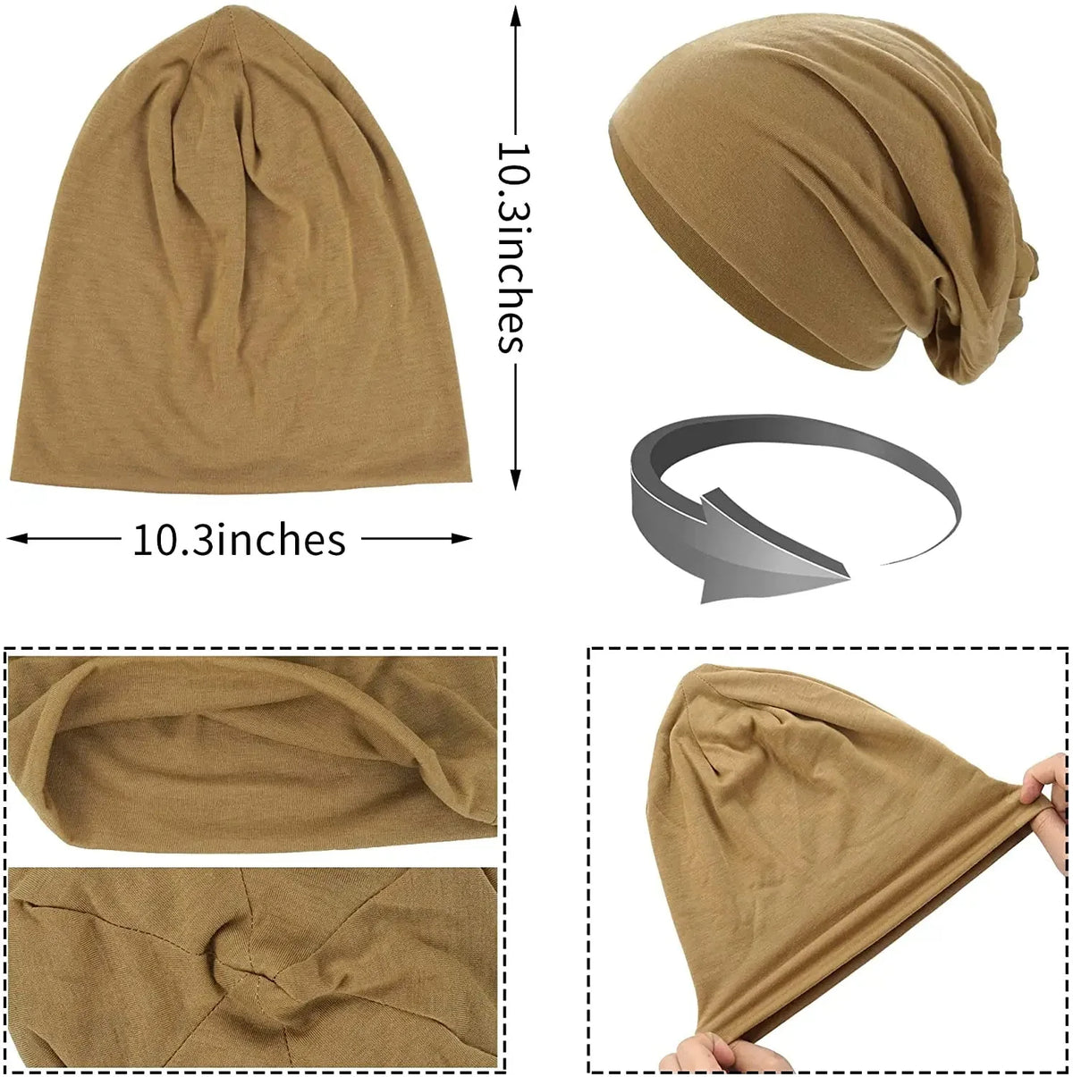 Slouch Beanie Breathable Stretch Cotton Blend