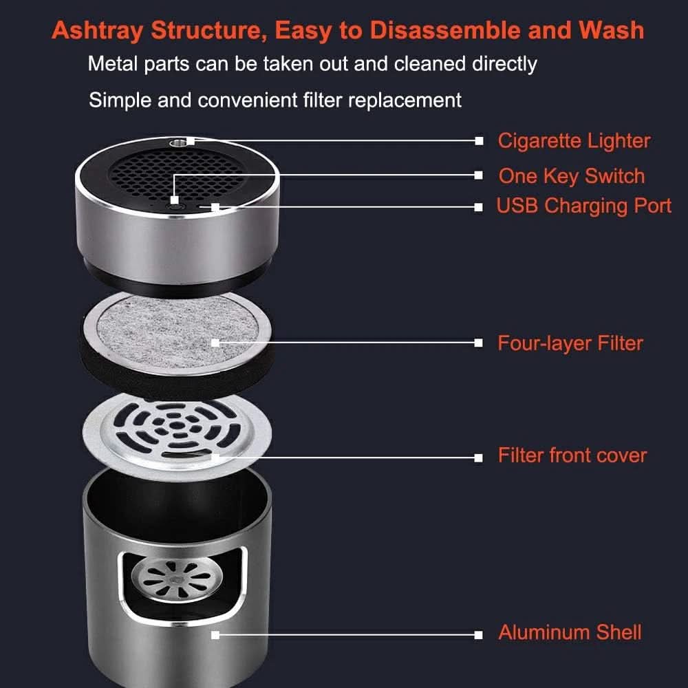 Smart Ashtray Air Purifier Activated Carbon Filter & Ionizer