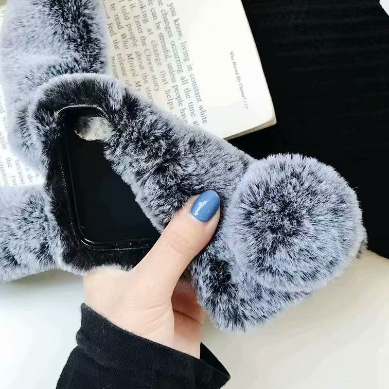 Smartphone Case Grey Fox Fur Grid Design Dirt-Resistant & Anti-Knock