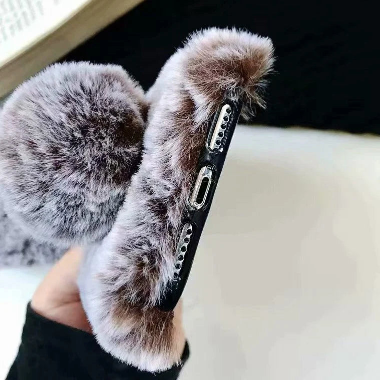 Smartphone Case Grey Fox Fur Grid Design Dirt-Resistant & Anti-Knock
