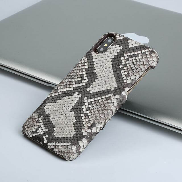Smartphone Case Handmade Python Leather Back & Corner Coverage