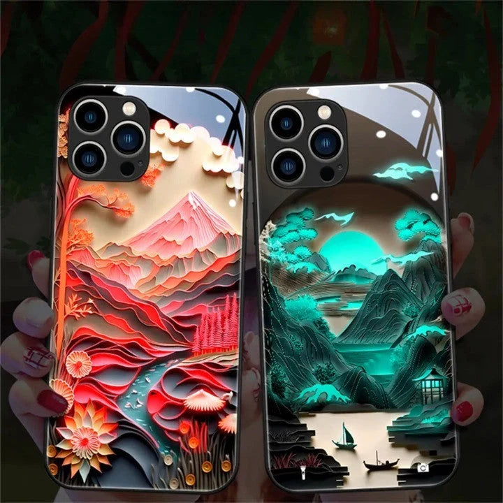 Smartphone Case Mount Fuji Design Sound-Activated LEDs