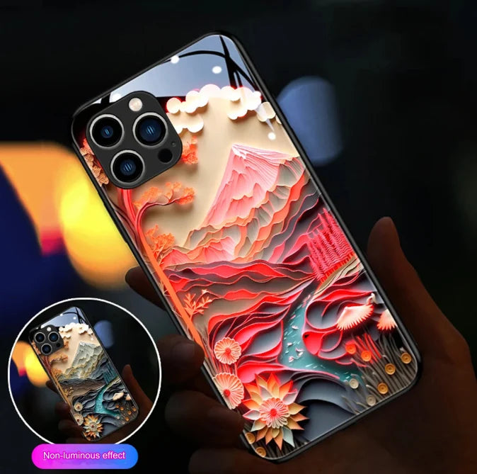 Smartphone Case Mount Fuji Design Sound-Activated LEDs