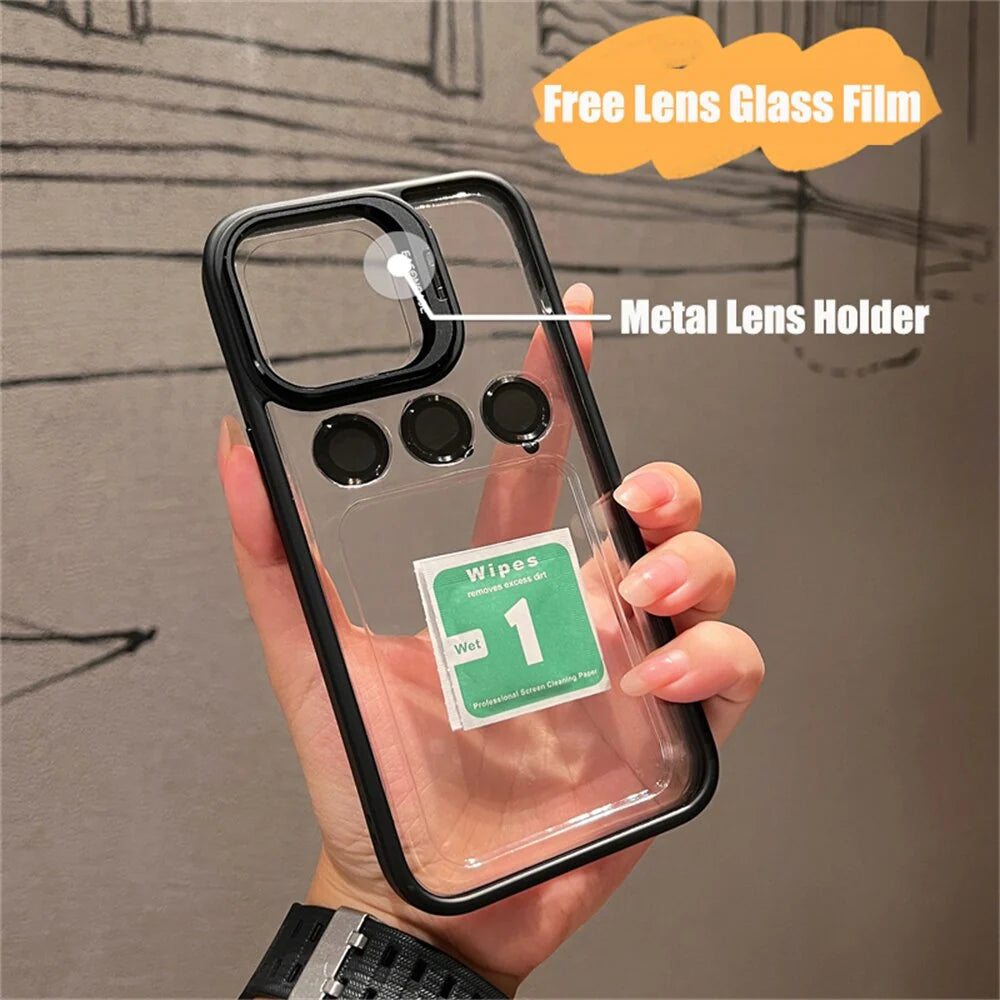 Smartphone Case Shock-Resistant Built-In Camera Lens Protector Transparent