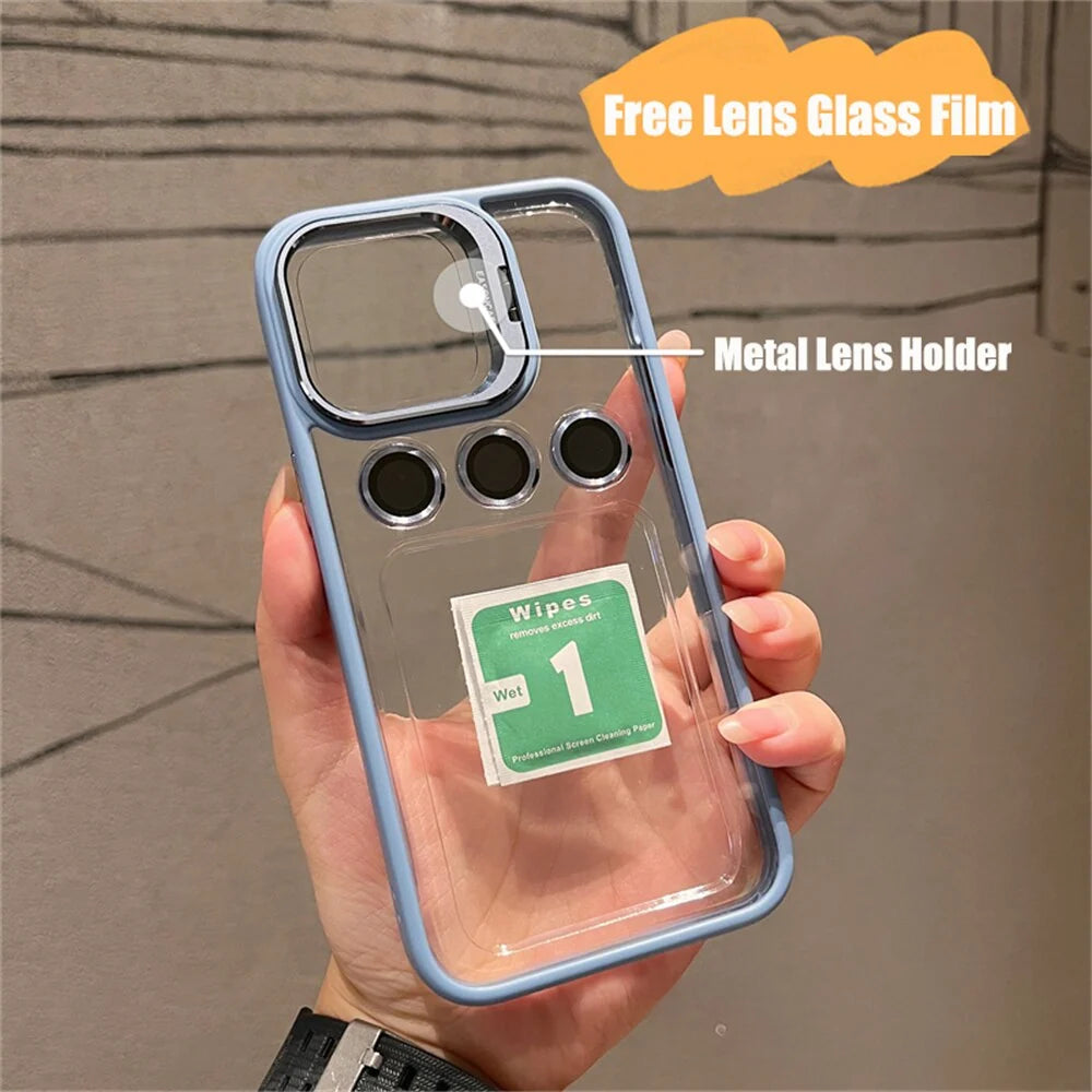 Smartphone Case Shock-Resistant Built-In Camera Lens Protector Transparent
