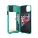 Smartphone Wallet Case Built-In Mirror Card Storage Shock-Resistant Protection