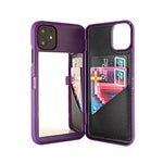 Smartphone Wallet Case Built-In Mirror Card Storage Shock-Resistant Protection