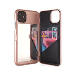 Smartphone Wallet Case Built-In Mirror Card Storage Shock-Resistant Protection