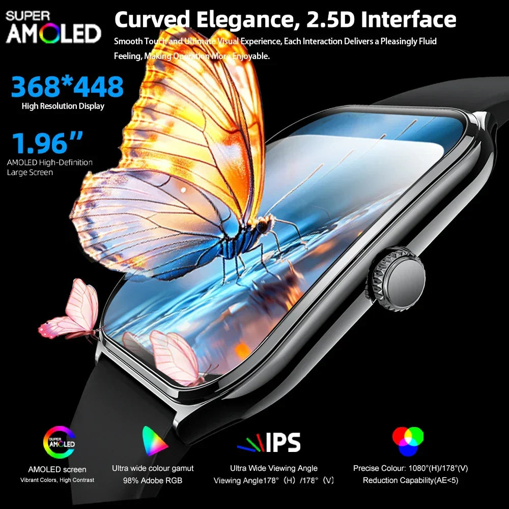 Smartwatch 1.96 Inch AMOLED Heart Rate & Sleep Tracking