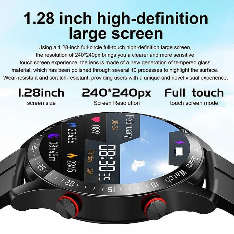 Smartwatch Glucose & Vital Sign Tracking Bluetooth Calling