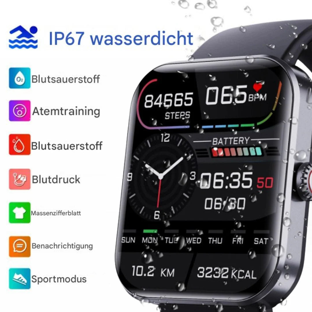 Smartwatch Non-Invasive Glucose Monitoring Heart Rate & Sleep Tracking