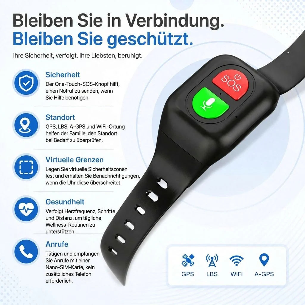 Smartwatch SOS Button GPS Tracking 4G Calling