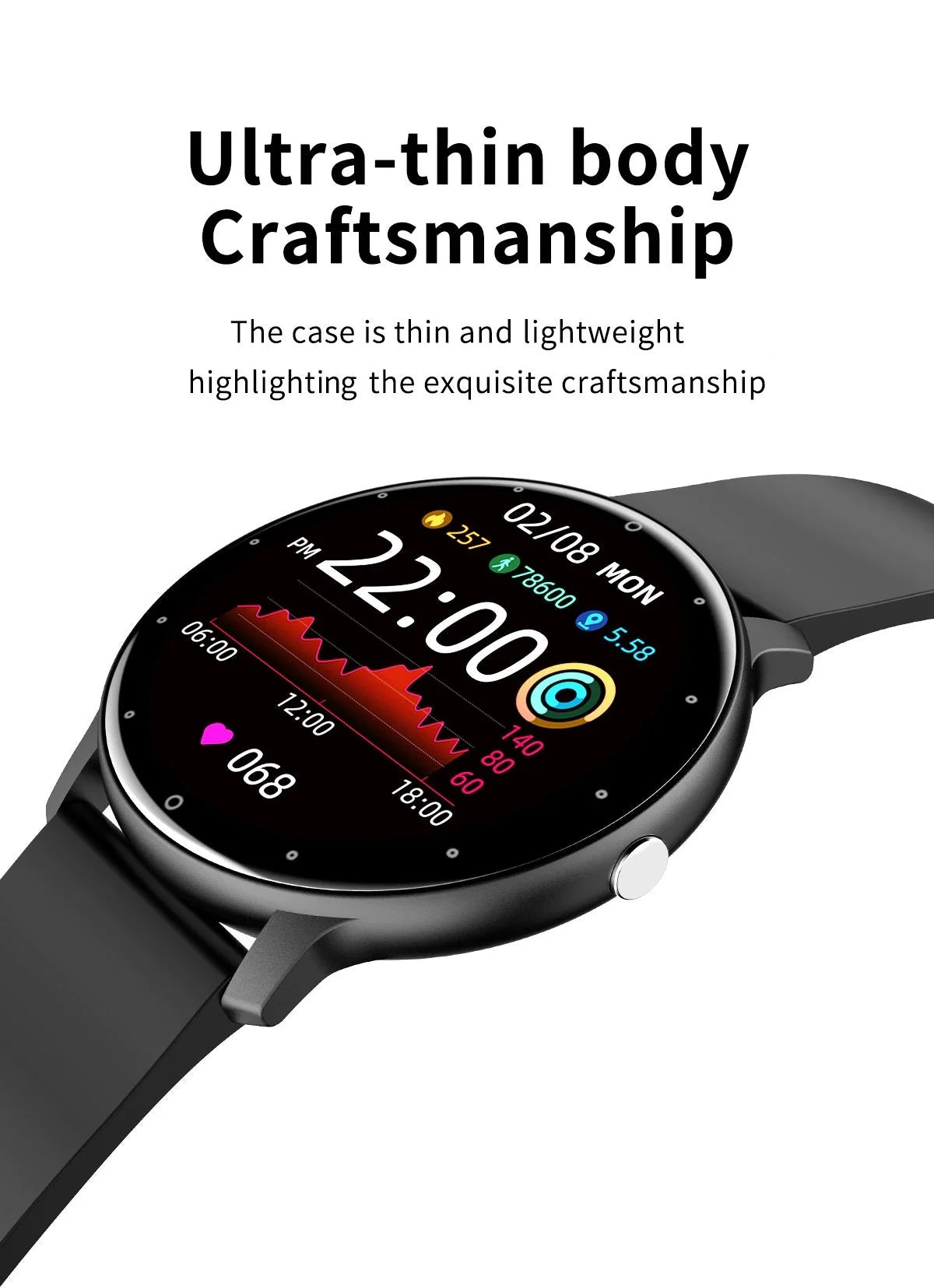 Smartwatch Ultra-Thin Full Touchscreen Waterproof