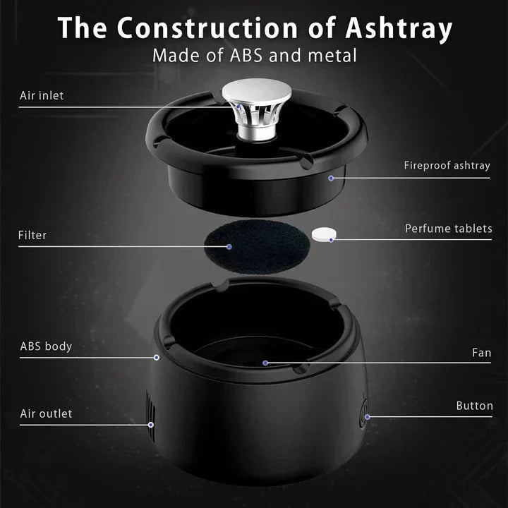 Smokeless Ashtray Activated Carbon Filter Rechargeable Five-Hour Battery