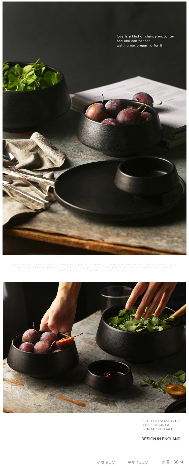 Snack Bowl Porcelain Matte Black Finish