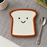 Snack Plate Ceramic Toast Shape with Display Base