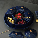Snack Plate Rotating Ceramic 5 Compartments Star Pattern