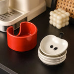 Snack Plates Apple-Shaped Ceramic Set of 4 & Stand