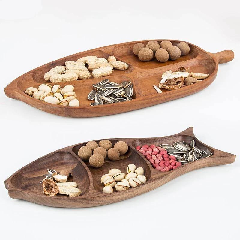 Snack Plates Fish-Shaped Natural Fir Wood