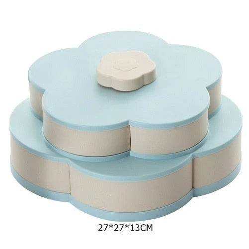 Snack Storage Box Rotating Lid 10 Compartments Non-Slip Base
