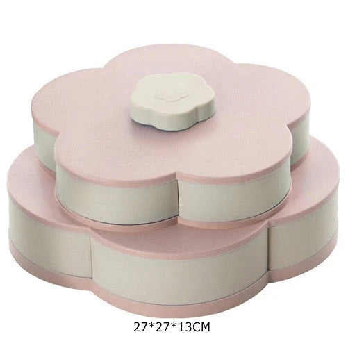 Snack Storage Box Rotating Lid 10 Compartments Non-Slip Base